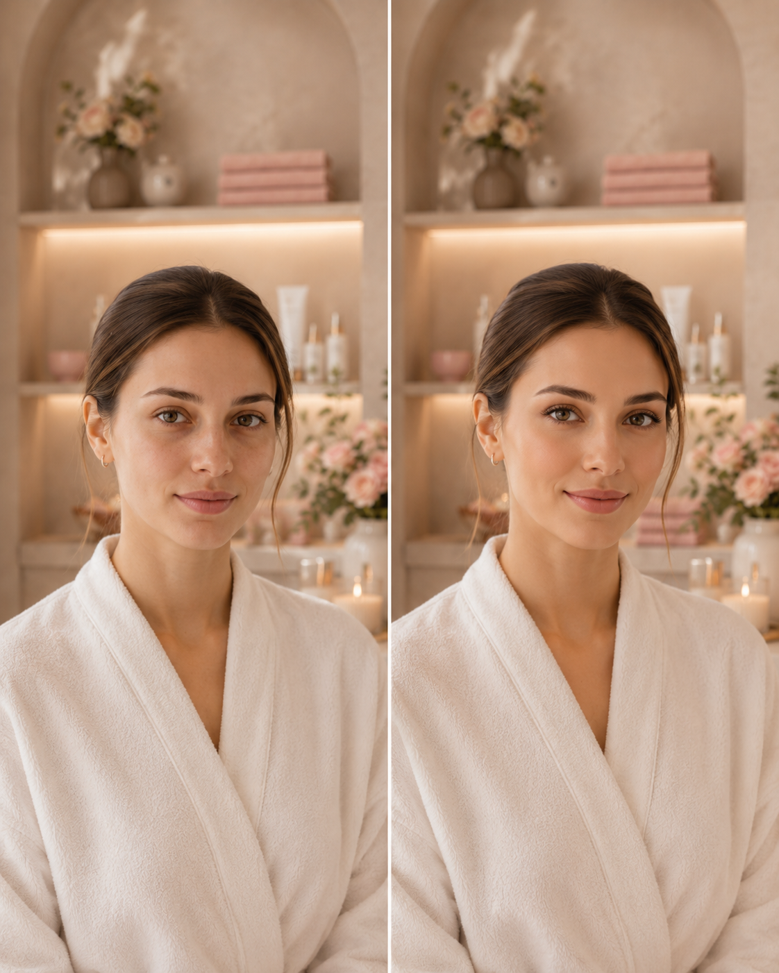 Subtelna metamorfoza przed i po w premium beauty studio